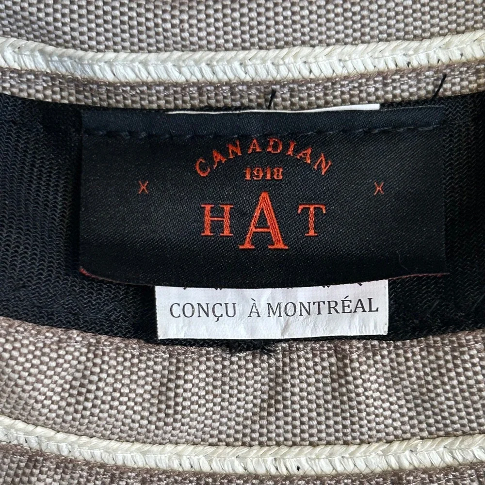 Canadian Hat Womens Packable Wide Brim Sun Hat Taupe Ivory Striped Travel M - Picture 6 of 15